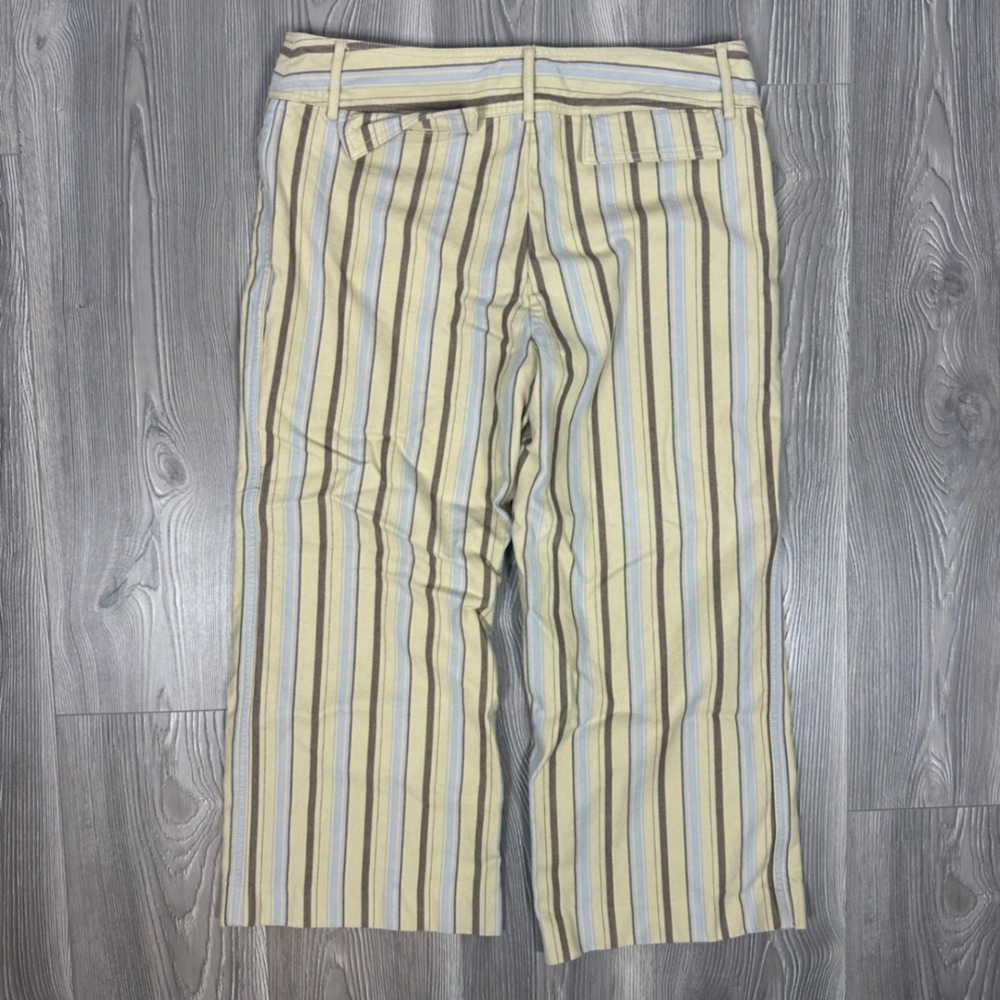 Y2K J.Crew Brown and Light Blue Striped Cropped Pants - SIZE 10 Preppy - Picture 4 of 6